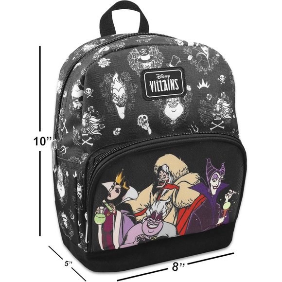 10” Mini Villains Canvas Backpack Front Pocket Plus Bottle - Picture 3 of 7